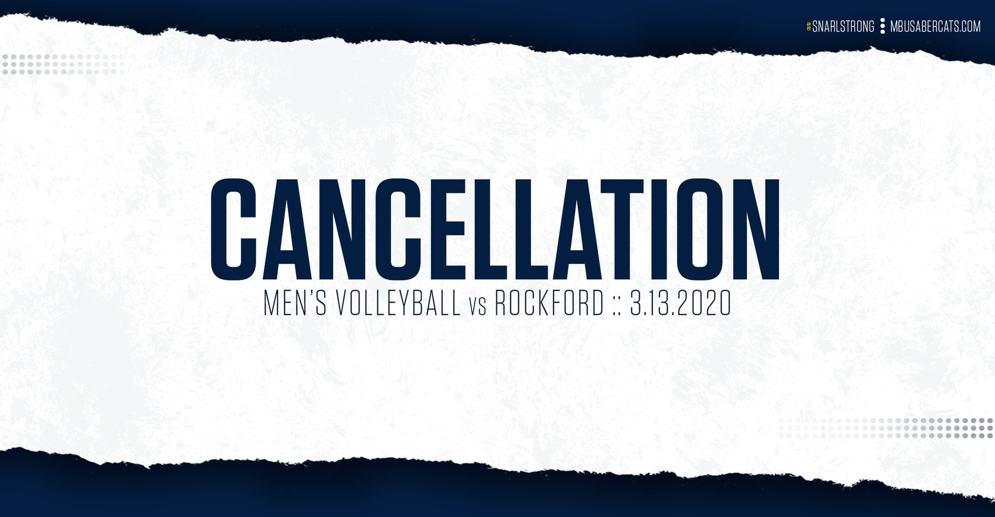 Cancelled: March 13 Men's Volleyball